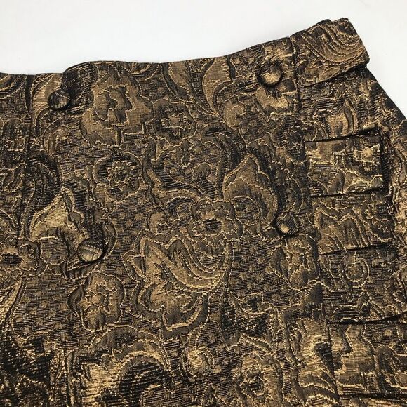Sandro Paris Goldena Metallic Bronze Brocade Ruffled Mini Skirt - Picture 8 of 16